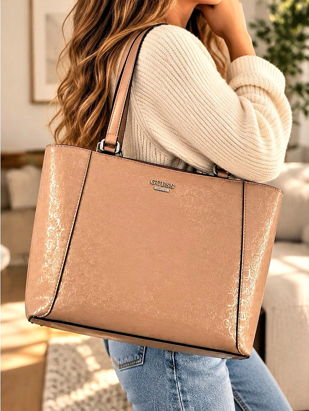 GUESS Tote Bag Pink